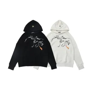 Palm Angels Script Logo Hoodie Black and Off-White