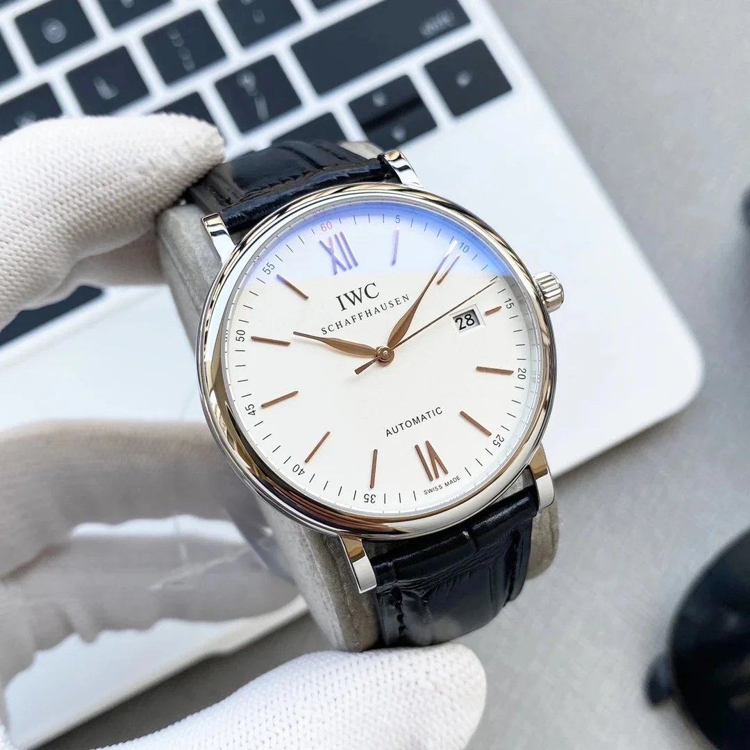 IWC Schaffhausen Portugieser Automatic White Dial Black Leather Watch Watches - 3