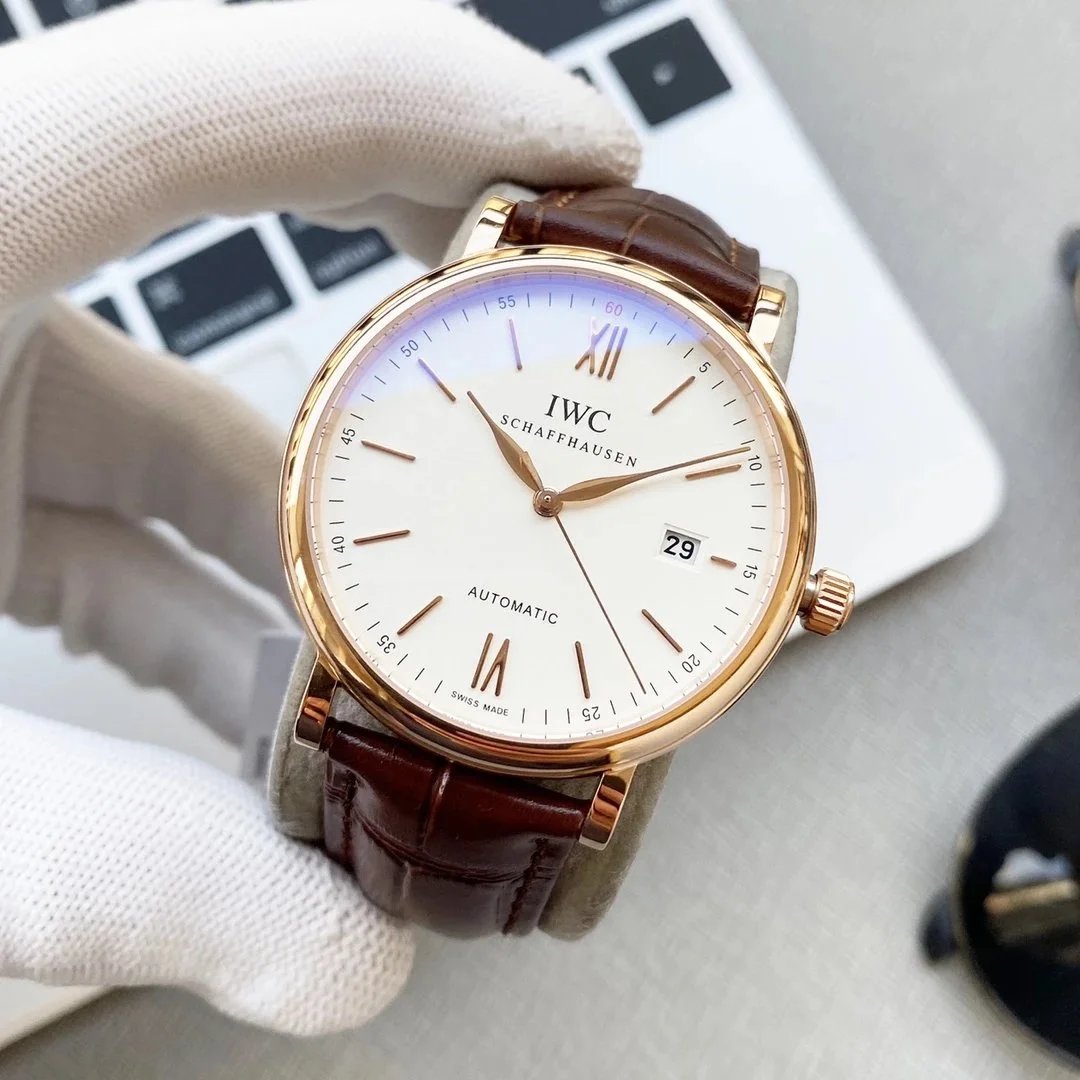 IWC Schaffhausen Portugieser Automatic White Dial Black Leather Watch Watches - 4