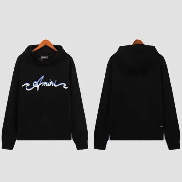 Amiri Logo Embroidered Black Hoodie - 46