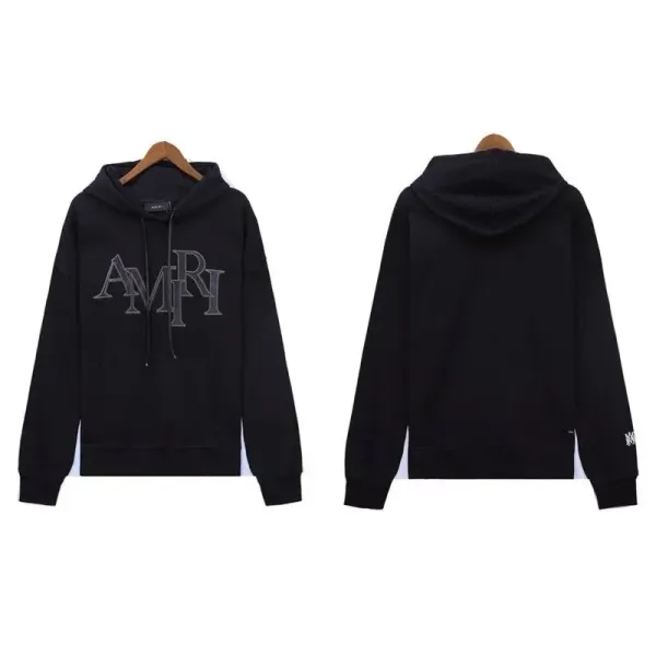 Amiri Logo Embroidered Black Hoodie - 26