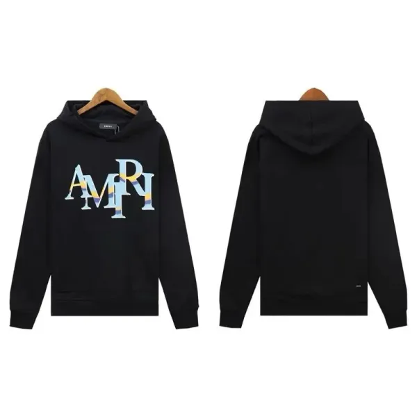 Amiri Logo Embroidered Black Hoodie - 40