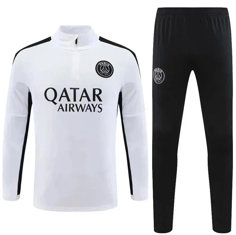 Design Performance Tracksuit Set White/Black with Light Blue Accents Activewear - 11