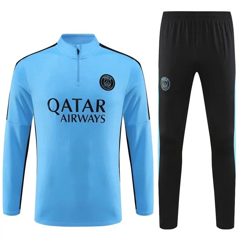 Design Performance Tracksuit Set White/Black with Light Blue Accents Activewear - 37