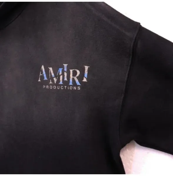 Amiri Logo Embroidered Black Hoodie - 11