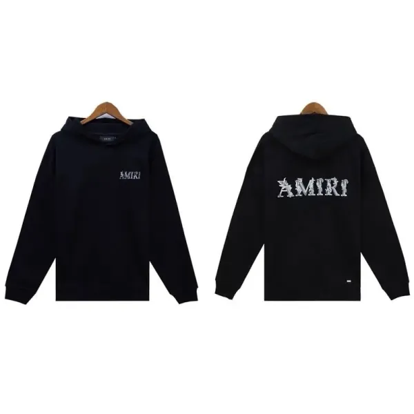 Amiri Logo Embroidered Black Hoodie - 37