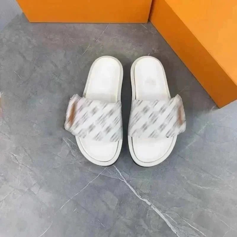 Off-White Diagonal Stripe Slide Slippers White
