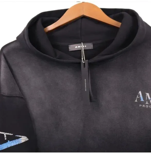 Amiri Logo Embroidered Black Hoodie - 10