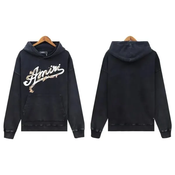 Amiri Logo Embroidered Black Hoodie - 23