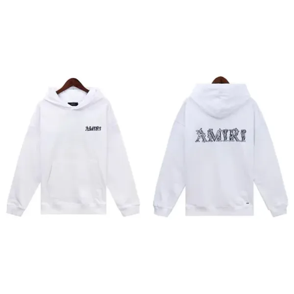 Amiri Logo Embroidered Black Hoodie - 36