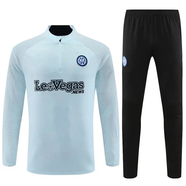 Design Performance Tracksuit Set White/Black with Light Blue Accents Activewear - 18