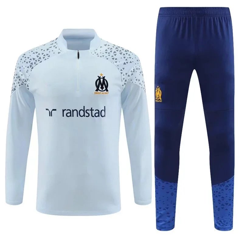 Design Performance Tracksuit Set White/Black with Light Blue Accents Activewear - 25