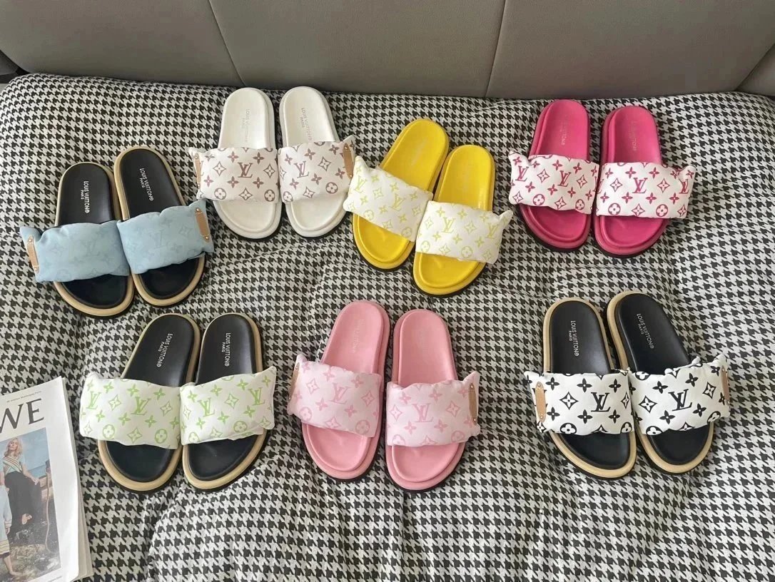 Louis Vuitton Monogram Satin Slide Sandals White Slippers - 3