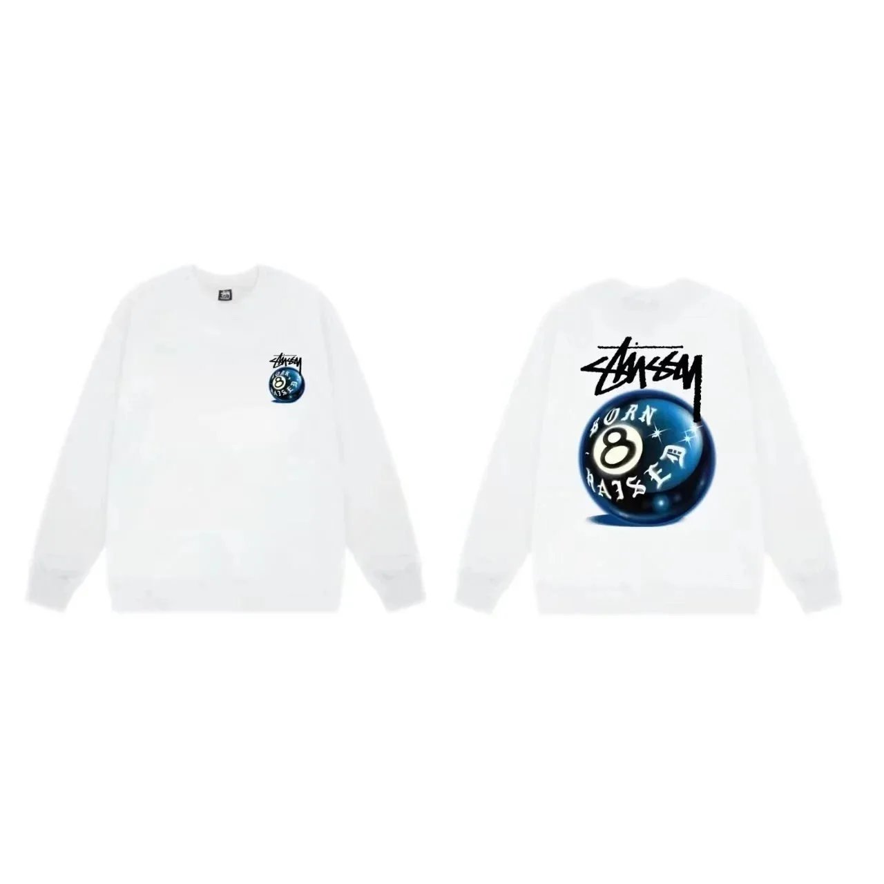 Stüssy Bone Logo Crewneck Sweatshirt White - 11