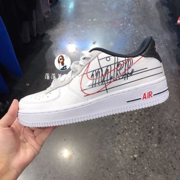 【冠誉出品】落落美国代购 Nike Air Force 1 空军一号 AF1 解构涂鸦手稿板鞋
