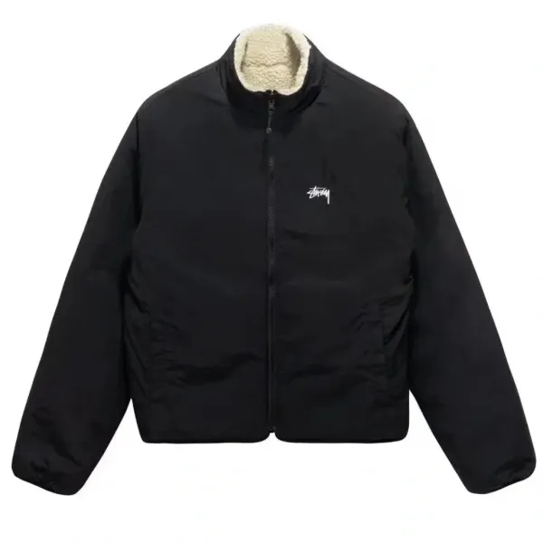 Design 8-Ball Sherpa Jacket Beige and Black Outerwear - 15