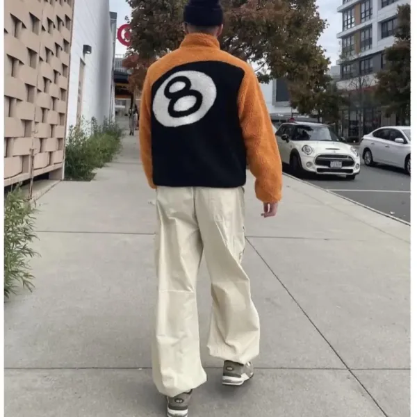 Design 8-Ball Sherpa Jacket Beige and Black Outerwear - 18