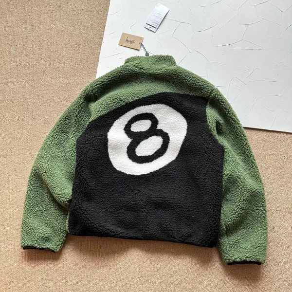 Design 8-Ball Sherpa Jacket Beige and Black Outerwear - 79