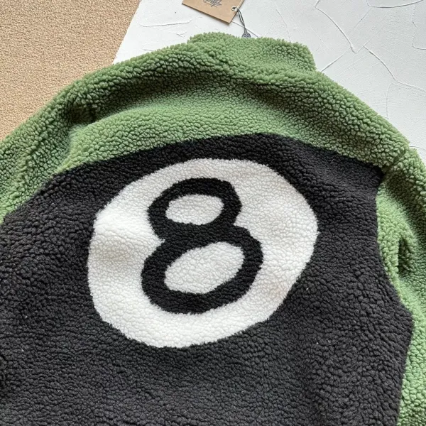 Design 8-Ball Sherpa Jacket Beige and Black Outerwear - 80