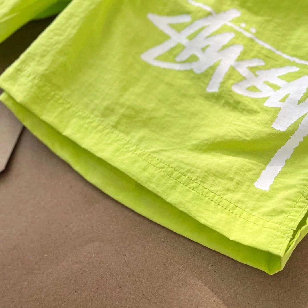Stussy Logo Shorts Black and Neon Yellow - 18
