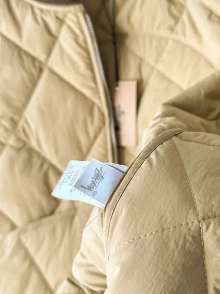 Stussy 8-Ball Quilted Bomber Jacket Beige and Olive Green Outerwear Jacket - 17