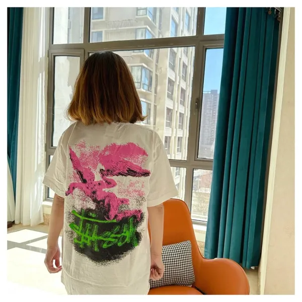 Stussy Graphic Print T-Shirt White and Black - 16