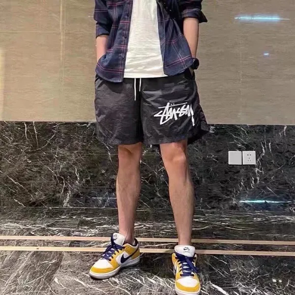 Stussy Logo Print Nylon Shorts Red - 16