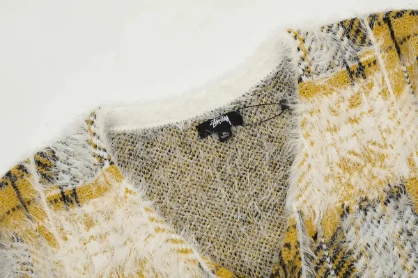 Stussy Plaid Fuzzy Cardigan Yellow Multicolor Outerwear.cardigan - 13