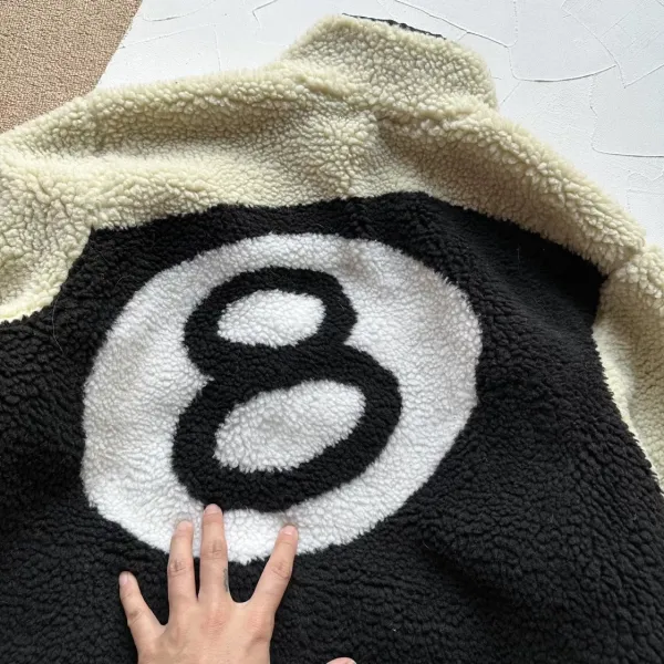 Design 8-Ball Sherpa Jacket Beige and Black Outerwear - 70