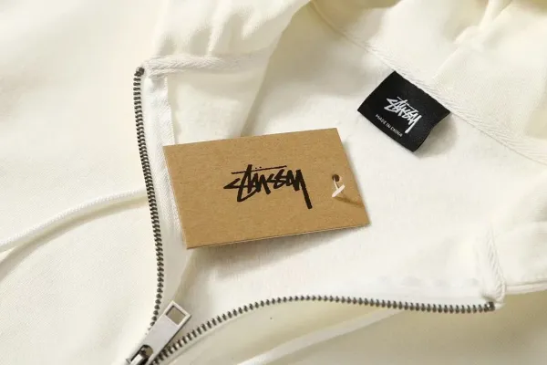 Stussy Flame Logo Zip-Up Hoodie Black and Off-White - 16