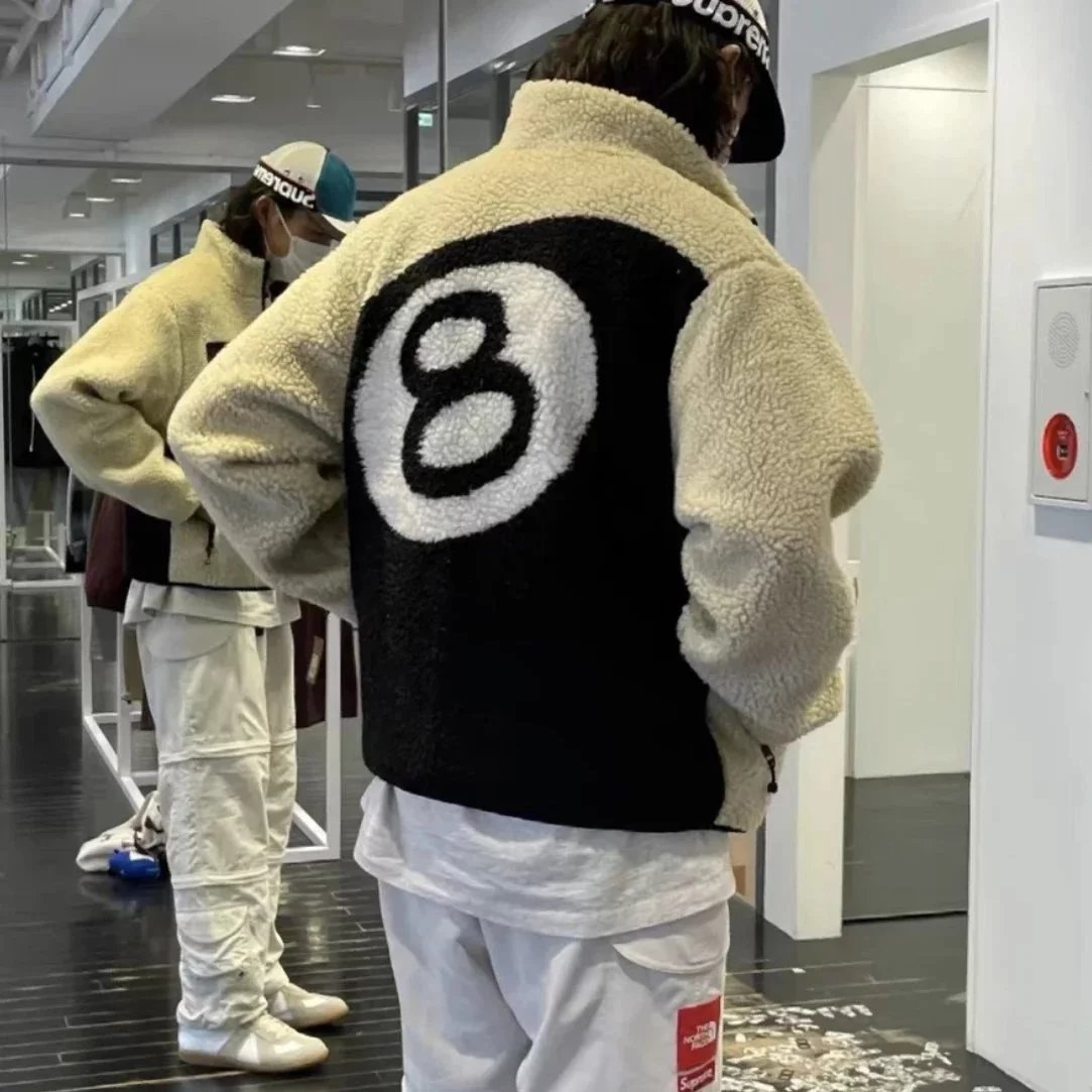 Design 8-Ball Sherpa Jacket Beige and Black Outerwear - 21