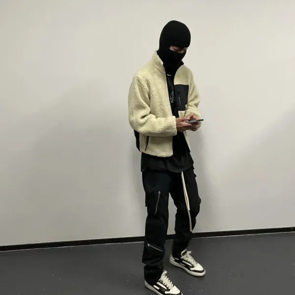 Design 8-Ball Sherpa Jacket Beige and Black Outerwear - 44