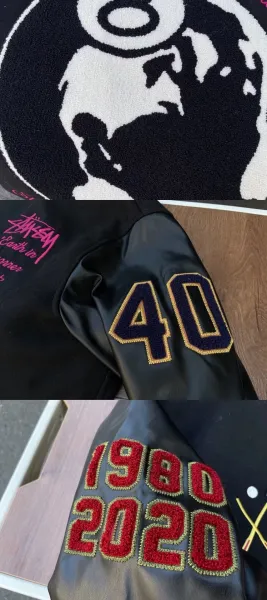 Stussy Embroidered Varsity Jacket Black Outerwear - 18