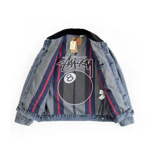 Stussy x Levi's Striped Wool Varsity Jacket Black / Gray Outerwear - 11
