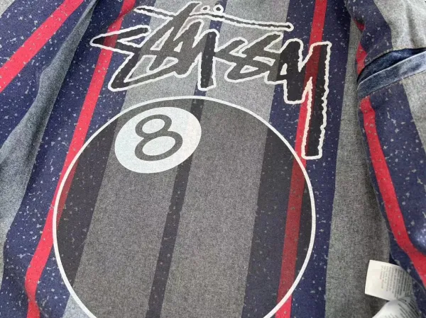 Stussy x Levi's Striped Wool Varsity Jacket Black / Gray Outerwear - 12