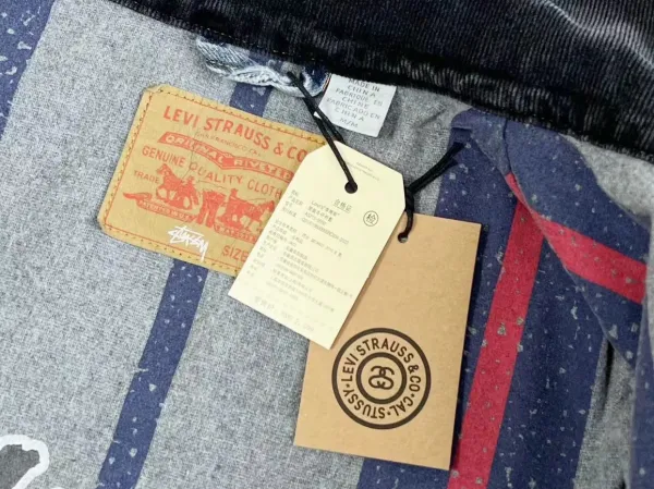 Stussy x Levi's Striped Wool Varsity Jacket Black / Gray Outerwear - 14