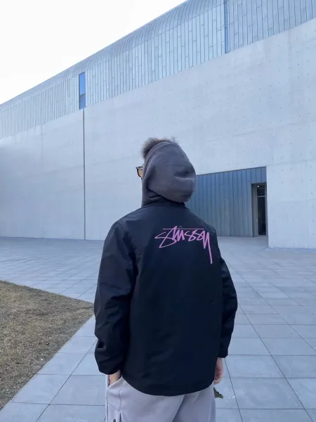 Stussy Script Logo Coach Jacket Forest Green Outerwear - 12