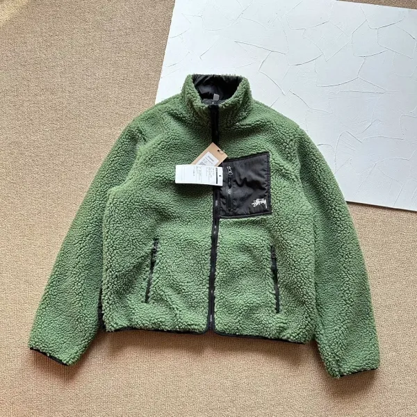 Design 8-Ball Sherpa Jacket Beige and Black Outerwear - 76