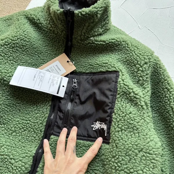 Design 8-Ball Sherpa Jacket Beige and Black Outerwear - 77