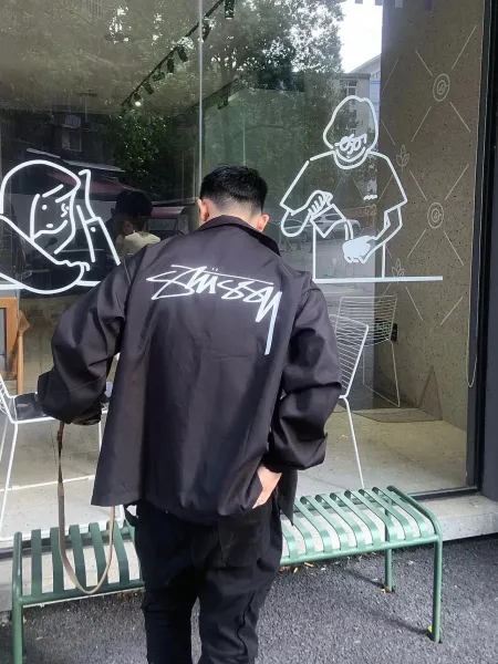 Stussy Script Logo Coach Jacket Beige Outerwear - 16