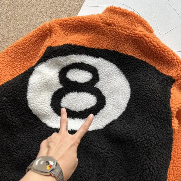 Design 8-Ball Sherpa Jacket Beige and Black Outerwear - 74