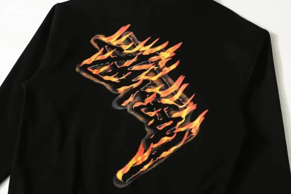 Stussy Flame Logo Zip-Up Hoodie Black and Off-White - 13