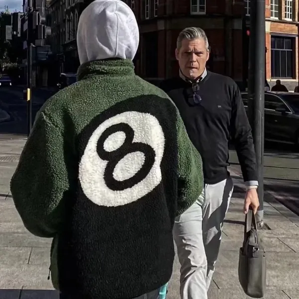 Design 8-Ball Sherpa Jacket Beige and Black Outerwear - 48