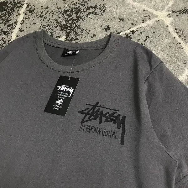 Stussy Tropical Scene Graphic T-Shirt Gray - 14