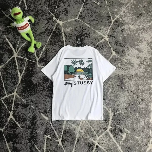 Stussy Tropical Scene Graphic T-Shirt Gray - 15