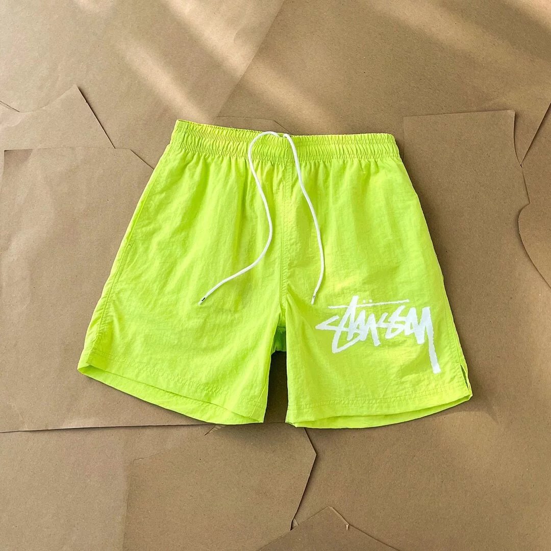 Stussy Logo Shorts Black and Neon Yellow - 11