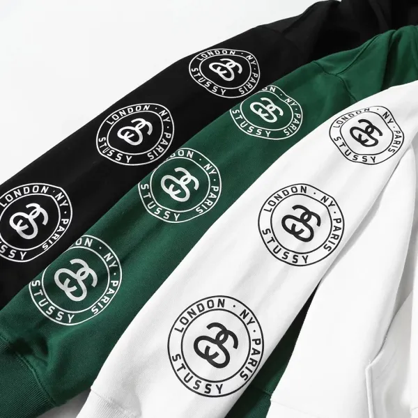 Stussy Archive Logo Print Full-Zip Hoodie Green / White / Black - 15