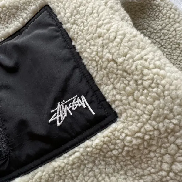 Design 8-Ball Sherpa Jacket Beige and Black Outerwear - 69