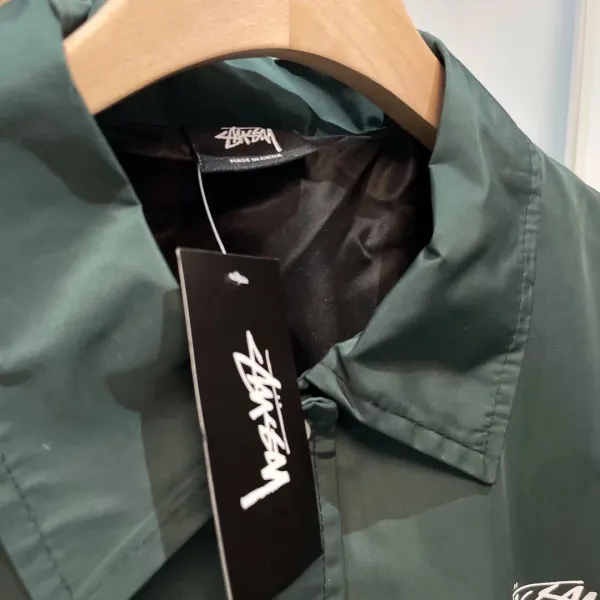 Stussy Script Logo Coach Jacket Forest Green Outerwear - 18