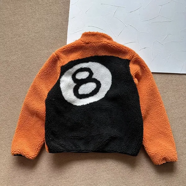 Design 8-Ball Sherpa Jacket Beige and Black Outerwear - 73